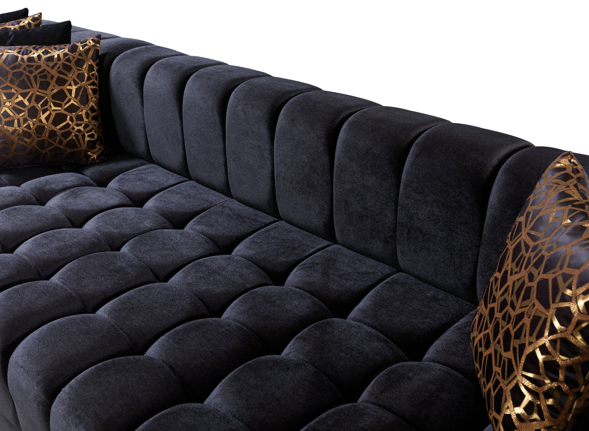 Ariana Black Velvet Double Chaise Sectional