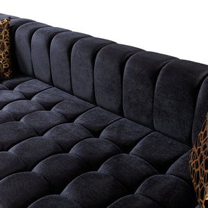 Ariana Black Velvet Double Chaise Sectional