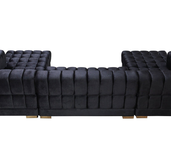 Ariana Black Velvet Double Chaise Sectional