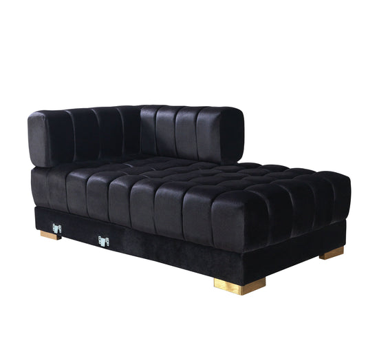 Ariana Black Velvet Double Chaise Sectional