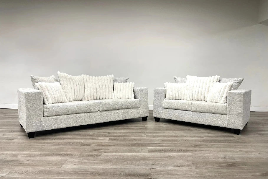 Monroe Neo Cream Sofa and Loveseat