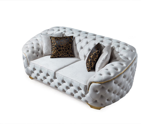 Lupino Ivory Velvet Loveseat
