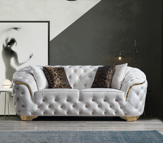 Lupino Ivory Velvet Loveseat