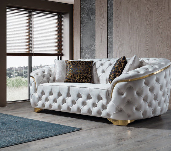Lupino Ivory Velvet Loveseat