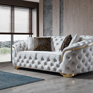 Lupino Ivory Velvet Loveseat