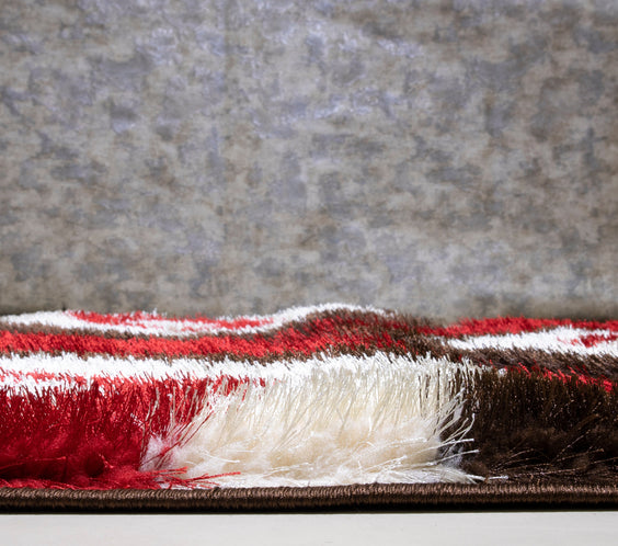 3D Shaggy BROWN-RED Area Rug - 3D151