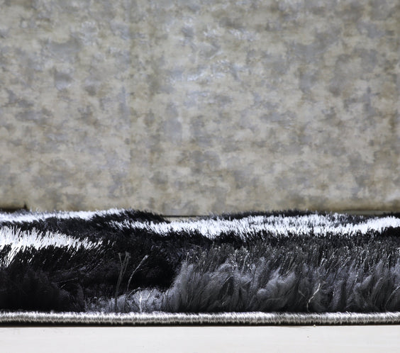 3D Shaggy GRAY-BLACK Area Rug - 3D151
