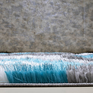 3D Shaggy GRAY-TURQOUISE Area Rug - 3D151