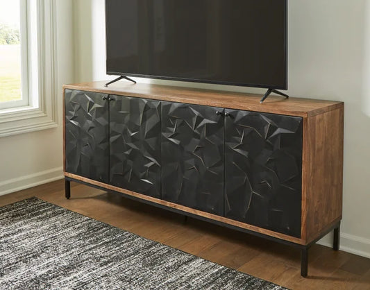 Add style and storage with the A4000649 Accent Cabinet 70"L. Perfect for living rooms or hallways. Shop now at Moda Home for elegant home solutions.
