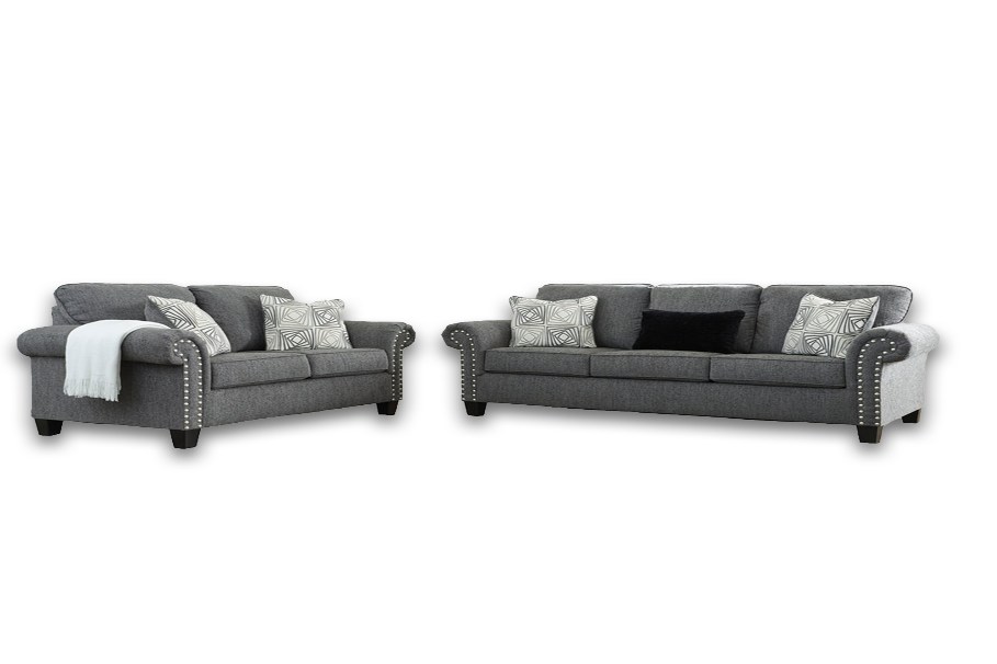 Agleno Charcoal Sofa and Loveseat