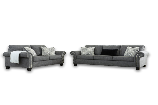 Agleno Charcoal Sofa and Loveseat