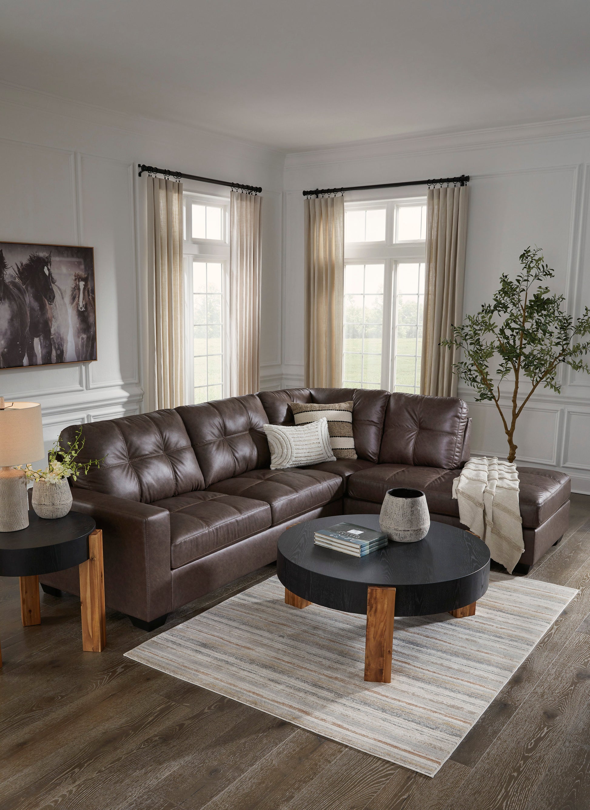 Ashley 170-03 Sectional from Moda Home Furniture, upholstered in faux leather with a stylish Umber color, perfect for modern living rooms.