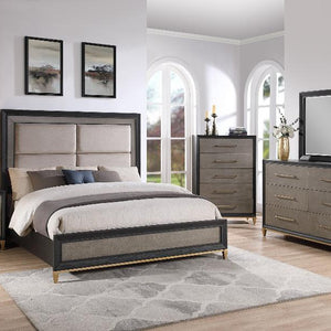 Payson Black/Brown Upholstered Panel Bedroom Set