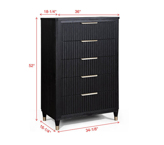 Kara Black Panel Bedroom Set