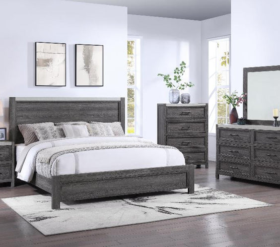 Elevate your space with the Madsen Gray Panel Bedroom Set from Moda Home Furniture. A stylish, modern design with durable craftsmanship for a timeless look