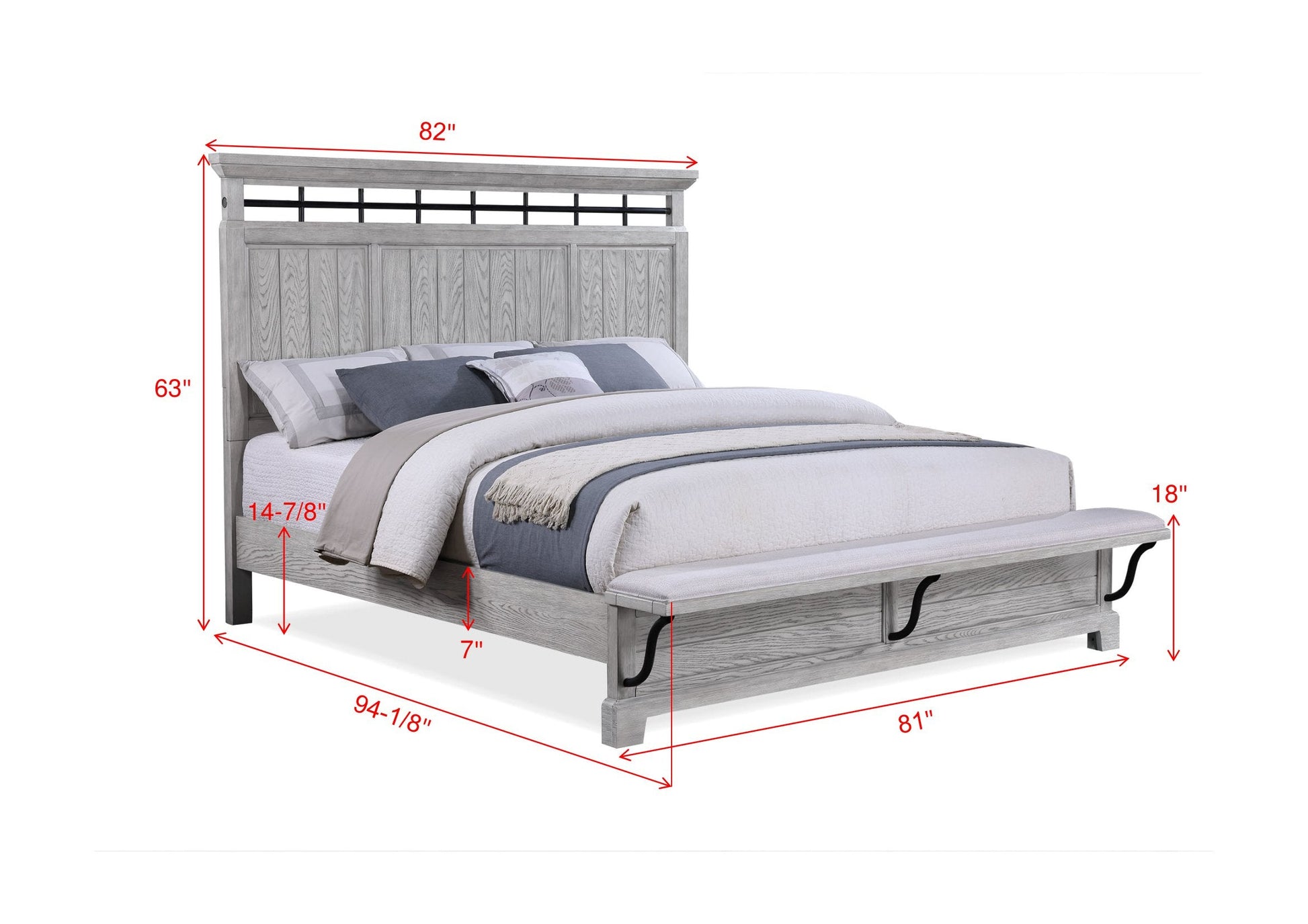 Beckett Rustic Gray Footboard Bench Panel Bedroom Set