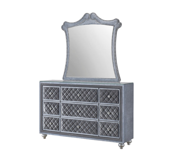 Cameo Gray Upholstered Panel Bedroom Set