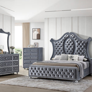 Cameo Gray Upholstered Panel Bedroom Set