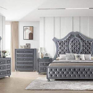 Cameo Gray Upholstered Panel Bedroom Set