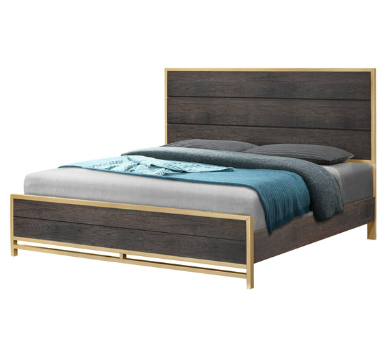 Trevor Brown/Gold Panel Bedroom Set