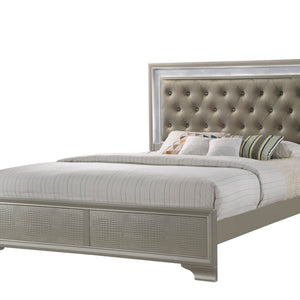 Lyssa Champagne LED Upholstered Panel Bedroom Set