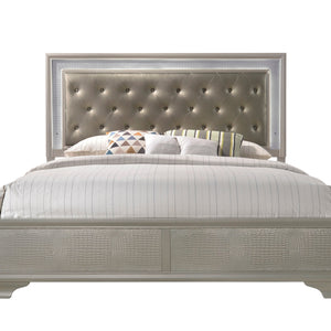 Lyssa Champagne LED Upholstered Panel Bedroom Set