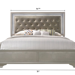 Lyssa Champagne LED Upholstered Panel Bedroom Set