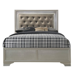 Lyssa Champagne LED Upholstered Panel Bedroom Set