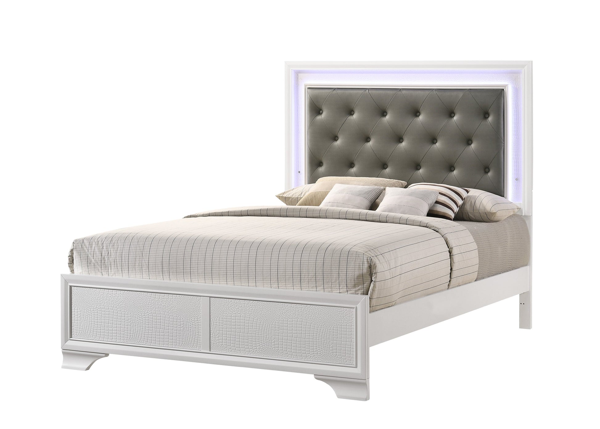 Lyssa Frost LED Upholstered Panel Bedroom Set