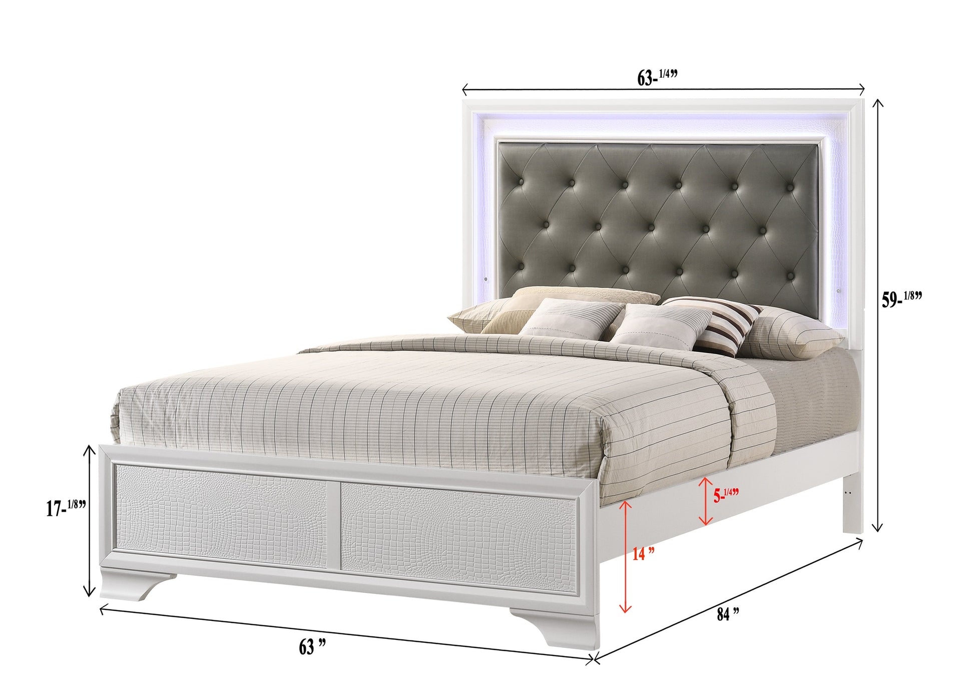 Lyssa Frost LED Upholstered Panel Bedroom Set