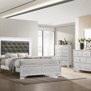 Lyssa Frost LED Upholstered Panel Bedroom Set