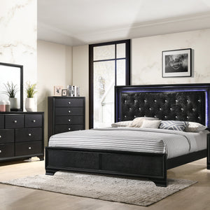 Micah Black LED Upholstered Panel Bedroom Set