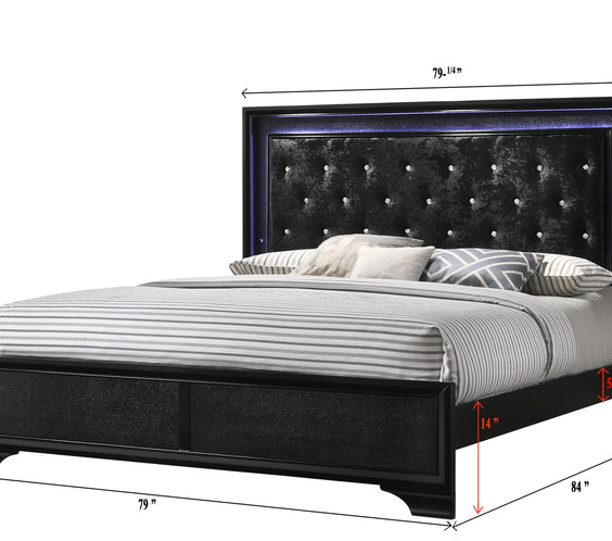 Micah Black LED Upholstered Panel Bedroom Set