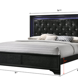 Micah Black LED Upholstered Panel Bedroom Set