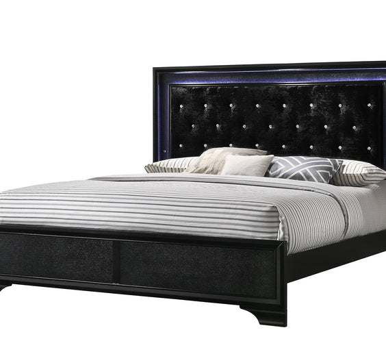 Micah Black LED Upholstered Panel Bedroom Set