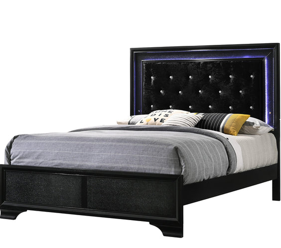 Micah Black LED Upholstered Panel Bedroom Set