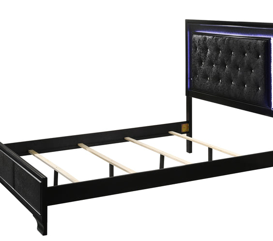Micah Black LED Upholstered Panel Bedroom Set