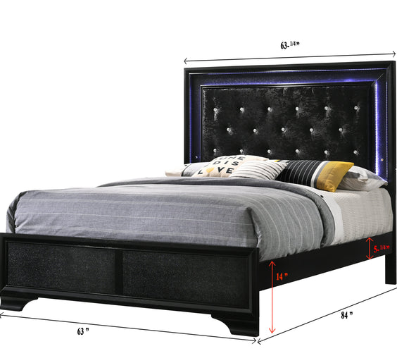 Micah Black LED Upholstered Panel Bedroom Set