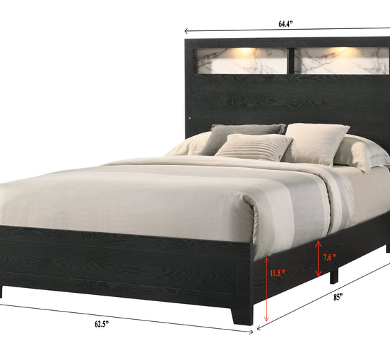 Cadence Black LED Panel Bedroom Set