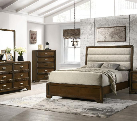 
Elevate your bedroom with the Coffield Brown Upholstered Panel Bedroom Set from Moda Home Funiture. A perfect blend of comfort, style, and durability.
