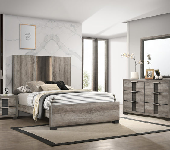 Rangley Brown LED Panel Bedroom Set