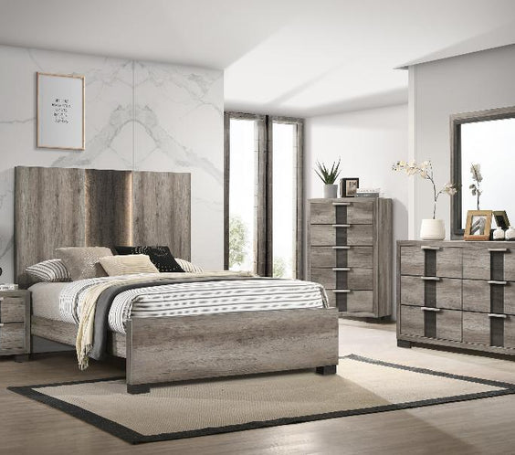 Elevate your space with the Rangley Brown LED Panel Bedroom Set from Moda Home Furniture. A perfect blend of modern design and warm elegance.