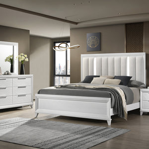 Cressida White Upholstered LED Panel Bedroom Set