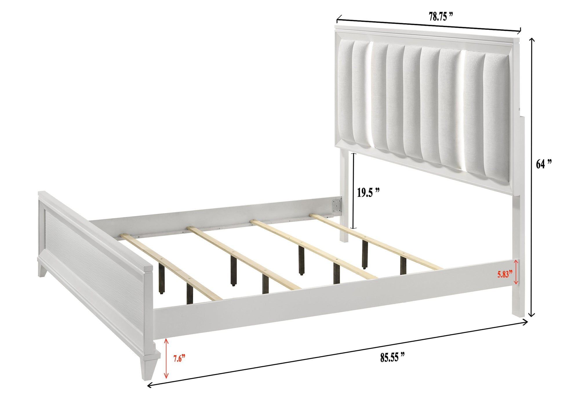 Cressida White Upholstered LED Panel Bedroom Set