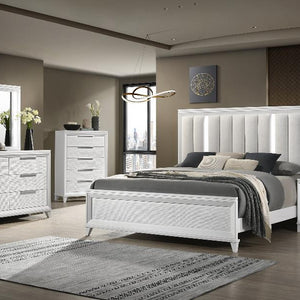 Cressida White Upholstered LED Panel Bedroom Set