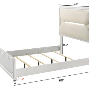 Eden White Boucle Upholstered LED Panel Bedroom Set