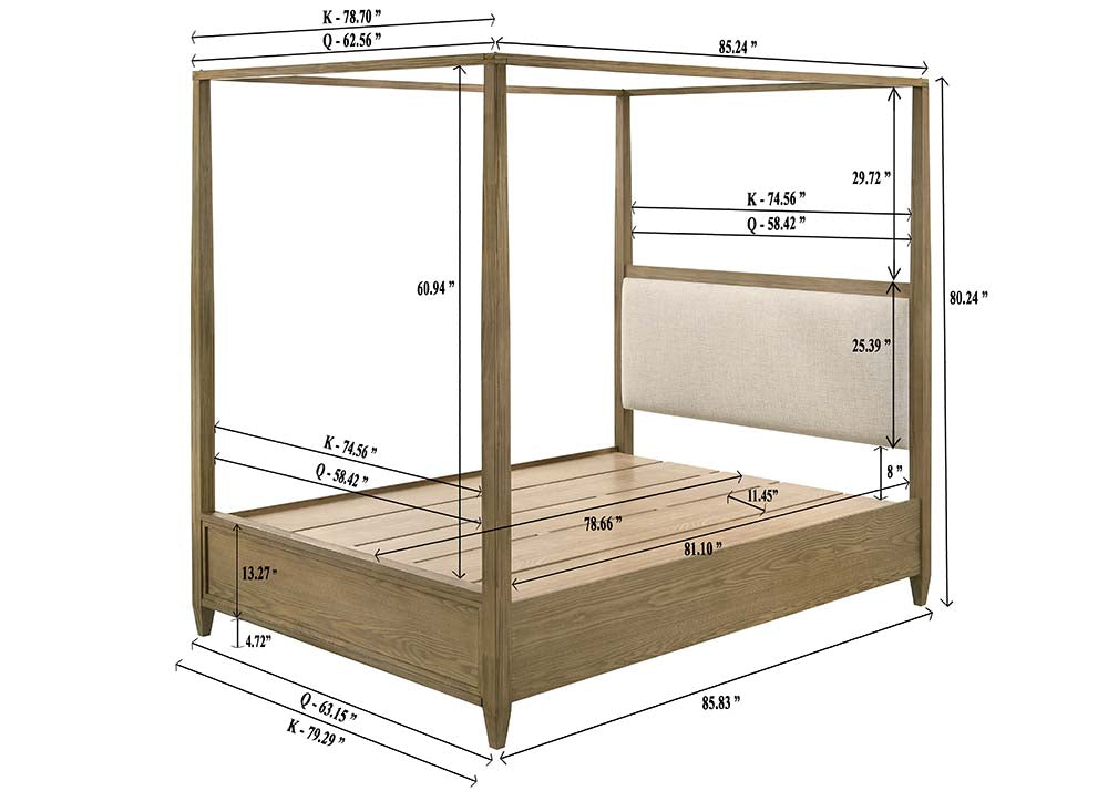 Sienna Rustic Natural Canopy Platform Bedroom Set