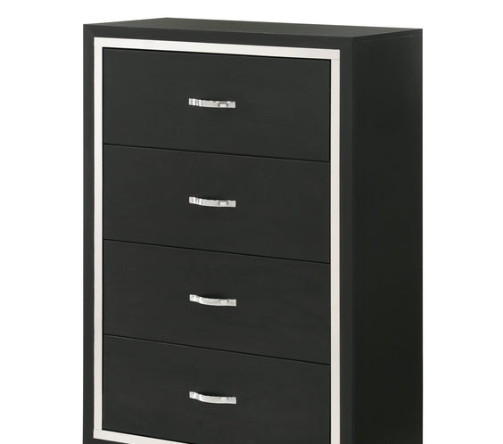 Gennro Black Corduroy Upholstered Panel Bedroom Set