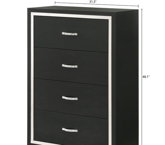 Gennro Black Corduroy Upholstered Panel Bedroom Set