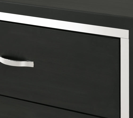 Gennro Black Corduroy Upholstered Panel Bedroom Set